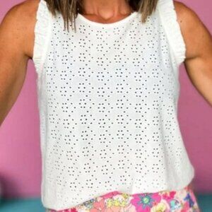 SSYS NEW IN PACKAGE WHITE EYELET TOP